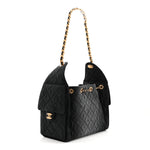 Washed Denim Quilted Small Chanel 25 Handbag Black