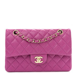 Lambskin Quilted Small Double Flap Purple