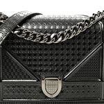 Metallic Patent Micro-Cannage Medium Diorama Flap Bag Onyx Black