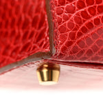 Shiny Porosus Crocodile Kelly Sellier 28 Rouge Vif