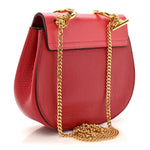 Grained Calfskin Lambskin Mini Bi-Color Drew Shoulder Bag Red
