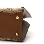 New Canvas Charisma Calfskin Crystal GG Monogram Mini Diana Tote Bag Camel Ebony