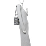 Canvas Toile de Jouy Reverse Embroidered Mini Book Tote Phone Bag Blue