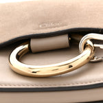 Suede Calfskin Small Faye Shoulder Bag Motty Grey
