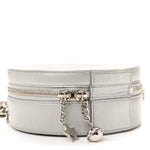 Metallic Glazed Calfskin Round As Earth Evening Bag Silver