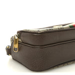 GG Supreme Monogram Textured Dollar Calfskin Web Small Ophidia Convertible Shoulder Bag Beige Ebony New Acero