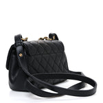 Shiny Sheepskin Quilted Mini Trapezio Flap Black