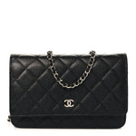Caviar Quilted Wallet on Chain WOC Black