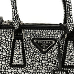 Satin Crystal Mini Galleria Double Zip Tote Metal