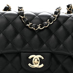 Lambskin Quilted Mini Square Flap Black