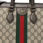 GG Supreme Monogram Web Medium Ophidia Tote Bag Brown