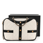 Lambskin Quilted Medium Girl Shoulder Bag White Black