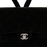 Velvet Quilted Flap Backpack Black