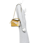 Grained Calfskin Small Puzzle Bag Ocre Yellow