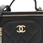Caviar Quilted Top Handle Pocket Vanity Case Black