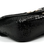 Sequin Matelasse Small GG Marmont Shoulder Bag Black