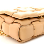 Lambskin Maxi Intreccio Padded Chain Cassette Crossbody Bag Porridge