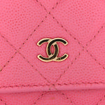Caviar Quilted Wallet on Chain WOC Pink