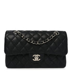 Caviar Quilted Medium Double Flap Black