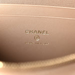 Caviar Quilted Top Handle Slim Vanity With Chain Dark Beige