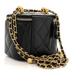 Calfskin Quilted Mini Perfect Fit Vanity Case With Chain Black