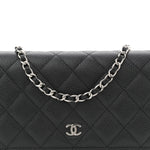 Caviar Quilted Wallet on Chain WOC Black
