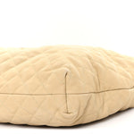 Nubuck Suede Quilted Maxi Icare Shopping Tote Safari Beige
