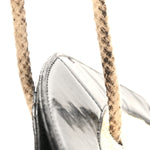Patent Terry Cloth CC Heart Shoulder Bag Black