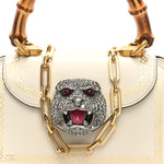Calfskin Bamboo Mini Thiara Top Handle Bag White