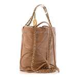 Shiny Calfskin Quilted Mini Chanel 22 Dark Beige
