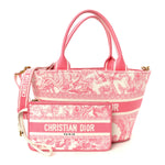 Canvas Embroidered Dioriviera Toile De Jouy Panier Chapeau Tote Peony Pink