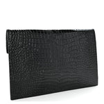 Calfskin Crocodile Embossed Uptown Monogram Pouch Black
