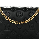 Lambskin Embossed Monogram Pochette Coussin Black