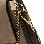 Calfskin Suede Medium Faye Shoulder Bag Motty Grey