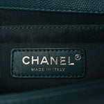 Caviar Chevron Quilted Medium Boy Flap Green