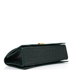 Extra Supple Calfskin Crocodile Embossed Small Crush Chain Bag Forest Green