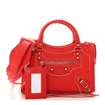 Supple Grained Calfskin Classic Silver Hardware Highlight Mini City Rouge Fraise