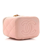 Lambskin Quilted Mini Sweet Camellia Vanity Case With Chain Pink