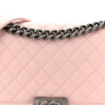 Calfskin Quilted Medium Boy Flap Light Pink