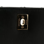 Lambskin Crystal Quilted Mini Trendy CC Dual Handle Flap Bag Black