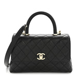 Caviar Quilted Mini Coco Handle Flap Black