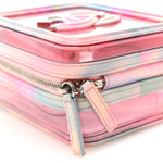 PVC Patent Calfskin Patent Lambskin Vertical Vanity Case Pink