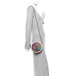 GG Supreme Monogram Psychedelic Round Shoulder Bag Black Multicolor Sugar Pink