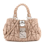 Metallic Nappa Matelasse Top Handle Satchel Cammeo