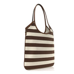Canvas Calfskin Striped Ivy  Cacao Naturale