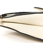 Grained Calfskin Mini Saddle Bag White