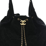Suede Quilted Medium Chanel 25 Handbag Black