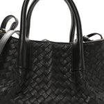 Calfskin Intrecciato Small Pinacoteca Tote Black Fondant