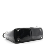 Patent Pony Hair Small Pocket Tote Black White