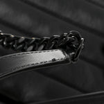 Calfskin Y Quilted Monogram Monochrome Large Loulou Chain Satchel Black